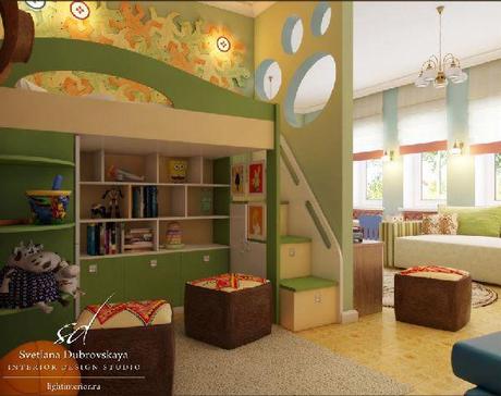 Wall Decorating in Luxury Kids Bedroom Interior Design by Svetlana Dubrovskaya