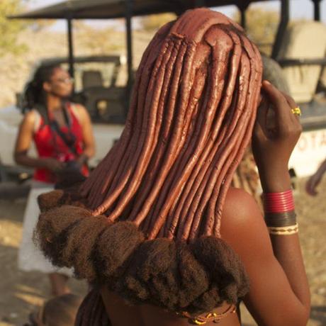 Famous Himba hair that is covered in ochre