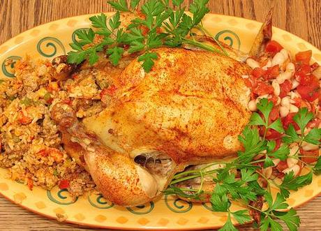 12 Unusal And Mouth-Watering Breadless Turkey Stuffings This bird was stuffed with a rice and crawfish stuffing. Photo by jeffreyw on Flickr.