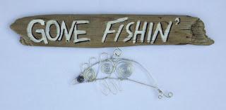 Gone Fishing Wire Wrapping Wall Art