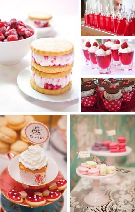 red and pink cakes themed birthday party food