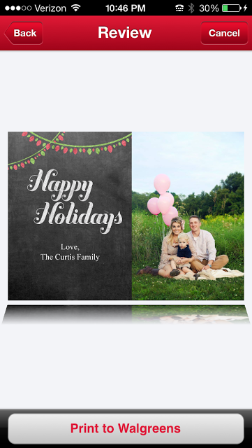 Holiday photo cards with the Walgreens mobile app