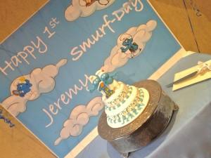 Smurf Themed Cake Table