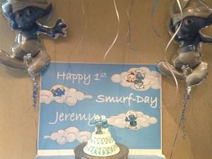 Smurf Themed Cake Table