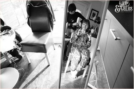 Yorkshire Wedding Photography | Katie & Gavin Got Married! Bride wearing onsie has makeup applied by Vicky Farr