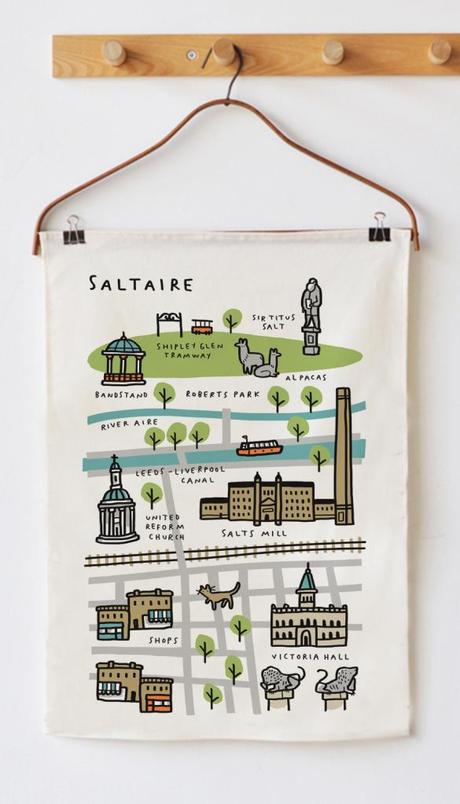 tea towel Saltaire Map mock up