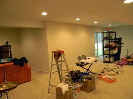 Basement Gets A Fresh Coat of Thunder by Benjamin Moore while we are in a ThunderSTORM of our   own!!