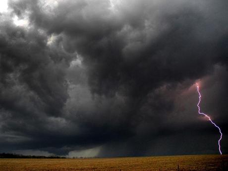 Photo: Lightning and dark storm clouds