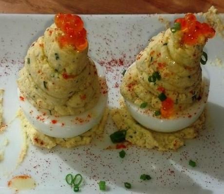 Deviled Eggs with Smoked Trout Roe