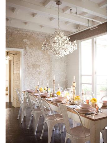 beautiful dining room with white textural walls