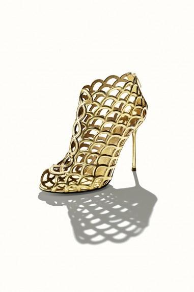 Sergio Rossi gold metallic leather “Mermaid” bootie, $1,045