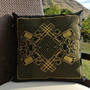 10 Redecorating Tips Adding contrast to your house can be made easily, by adding pieces with bold contrasts, such as this Gold-n-Rule pillow.