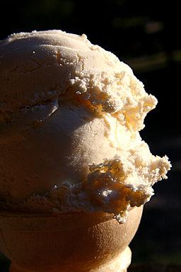 Vanilla ice cream cone detail