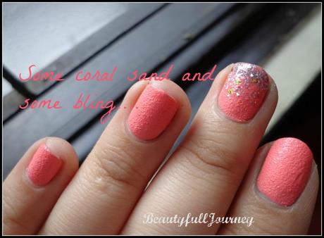 On My Nails ~ Some coral sand & some bling. DSC0382812