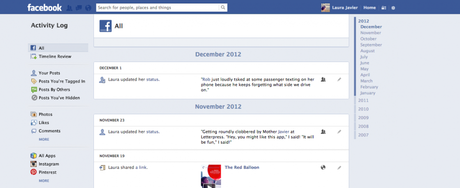 Facebook Activity Log
