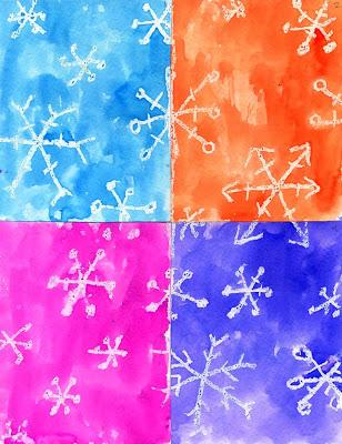 Watercolor Snowflake Grid