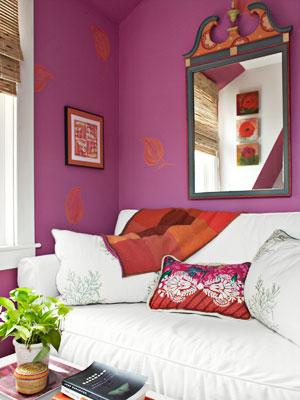 Color Roundup: Using Radiant Orchid in Interior Design Radiant orchid in a home office