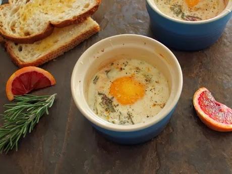 Baked Eggs with Cream, Rosemary and Orange