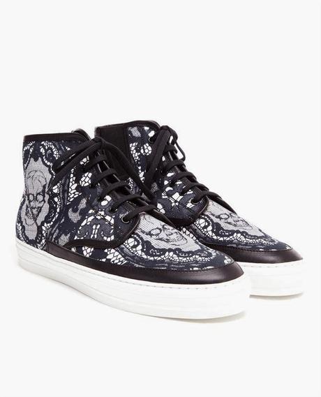 Very Naughty Trainers:  Alexander McQueen Lace Skull Printed High Top Trainer