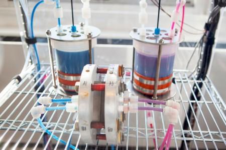 New Organic Flow Battery May Revolutionize Energy Storage A prototype flow battery in Aziz's lab at Harvard School of Engineering and Applied Sciences.