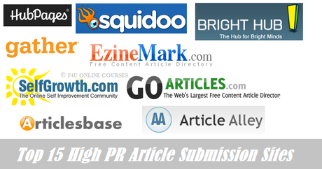 Top 15 High PR Article Submission Sites