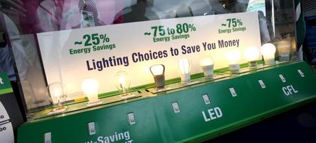 Consumers Buy Energy Efficient Light Bulbs If Energy Costs Are Labeled The public learns about energy efficient light bulb options in the exhibit tent at the U.S. Department of Energy Solar Decathlon 2011.
