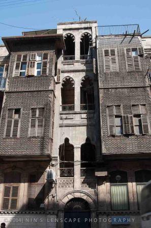 Series of window on an apartment building in Aleppo Syria before the civil war