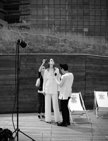 Benjamin Kanarek Captures Kayley Chabot and Linda Kanyo in Chanel Resort 2014 for Fashion Magazine Kayley Chabot & Crew backstage © Frédérique Renaut