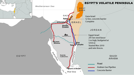 Sinai Terrorism Doesn’t Shake Eilat Tourism Israel-Sinai pipeline map