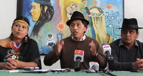 Ecuador Cracks Down on Indigenous Leaders Opposed to Oil Humberto Cholango, CONAIE President, speaks at a press conference in Quito on Jan. 9, 2014.