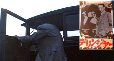 Truth vs. Fiction: The Bank-Robbing Style of Warren Oates as Dillinger Since he wears an overcoat during the daytime scenes, the suit itself is best seen when Dillinger is absconding with Billie or on this foreign poster which doesn't quite capture the gritty violence of the film.