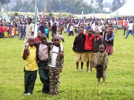 Children flocked to take part in the Festival of the Gorillas Kwita Izina 2013 gorillas Rwanda. A magical place indeed. The volcanic peaks of the Virungas, approaching the site of Kwita Izina, Festival of the Gorillas