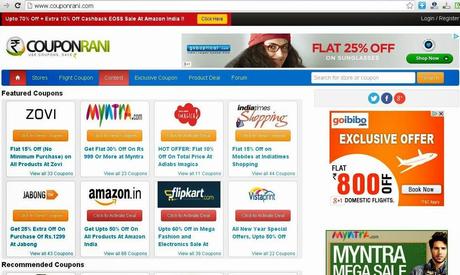 CouponRani, Use Free Coupons, save money -  Website review