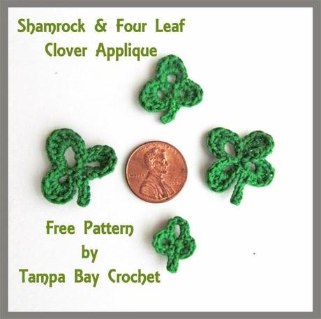 Free Crochet Pattern Release:  Shamrocks and Four Leaf Clover Applique Pattern