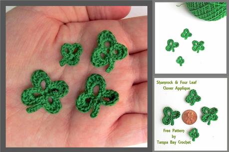 Free Crochet Pattern Release:  Shamrocks and Four Leaf Clover Applique Pattern