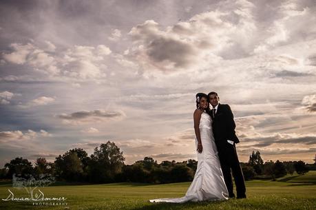 Bride and groom at Woolston Manor-landscape