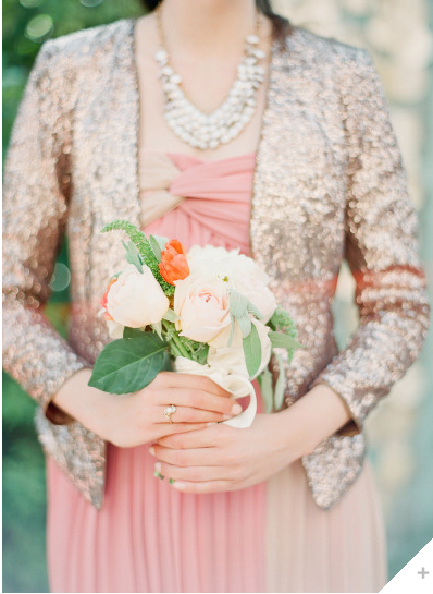 pink wedding dress with jacket