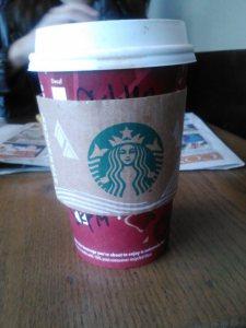 Soy skinny peppermint mocha and some sister and dad time at Starbucks after shopping. 