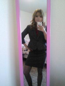 I'm so classy in my Ann Taylor skirt suit set I got on sale during Labor Day weekend and wore for the first time ever last week. 