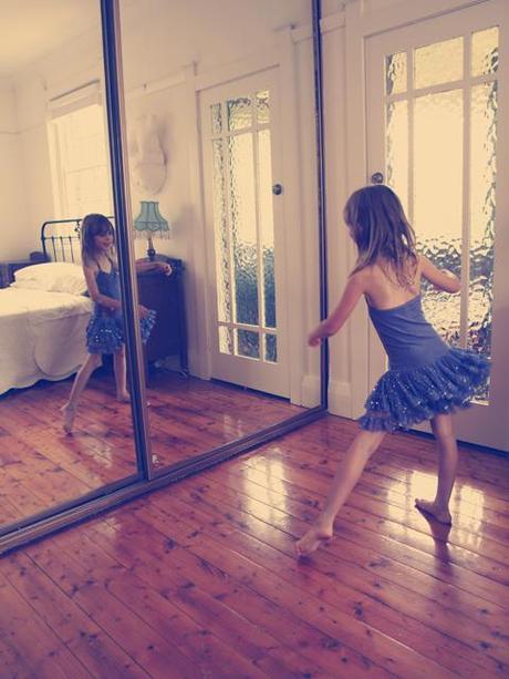 nina dancing2 Mess to YES: DIY Leaning Floor Mirror with Reclaimed Wood Frame