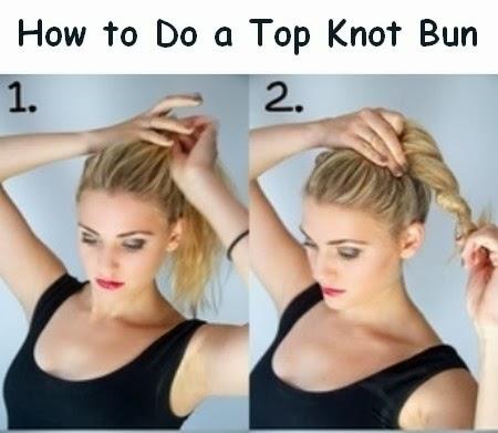 Top Knot, Bun Hairstyles, Easy Top Knot, Top Knot Tutorial,