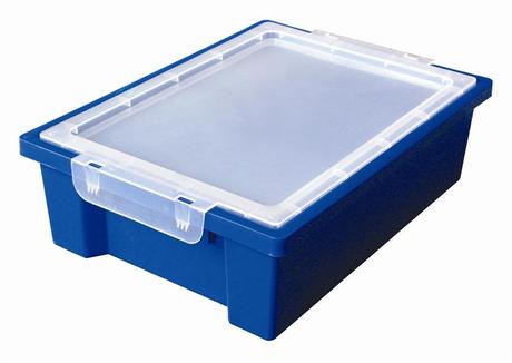 Colorful Essentials Small Storage Bin w Clear Lid in Blue - Set of 20