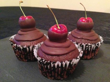 dark chocolate and cherry black forest cupcakes flavoured cocoa powder from sugar and crumbs review