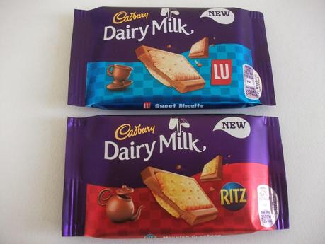 cadbury dairy milk with ritz crackers and lu sweet biscuits