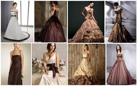 Wedding dresses in contrasting shades of brown
