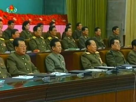 Kim Jong Un Attends Photo-op with WPRG Meeting Participants View of the platform (rostrum) at a meeting of active leading members of the Worker-Pesant Red Guard held in Pyongyang on 11 February 2014 (Photo: KCTV screen grab).