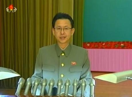 Kim Jong Un Attends Photo-op with WPRG Meeting Participants KWP Military Affairs Department Director O Il Jong (O Il-cho'ng) delivers the report at the WPRG meeting in Pyongyang on 11 February 2014 (Photo: KCTV screen grab).