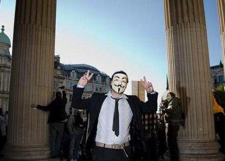 Occupy London, Cheapside, 15th October 2011 Protesters set up camp outside St Paul’s and Assange addresses the crowd as Occupy comes to the UK