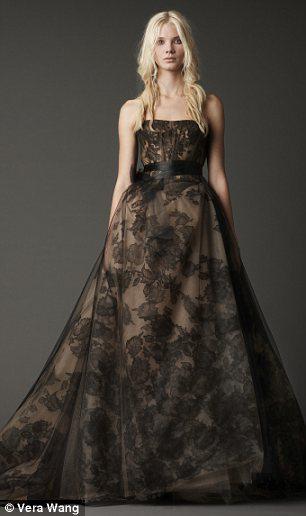 Floral Lace Black Wedding Dress by Vera Wang