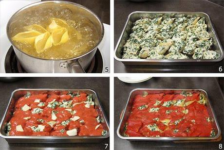 Baked Shells Pasta with Ricotta and Spinach